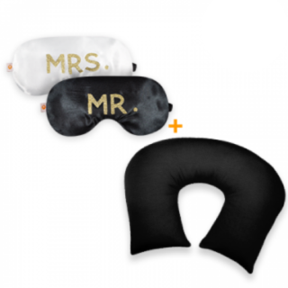 Kit Máscara de Dormir Mrs & Mr + Almofada para Pescoço