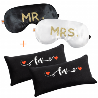 Kit Máscaras Mrs e Mr + Mini Travesseiro Love